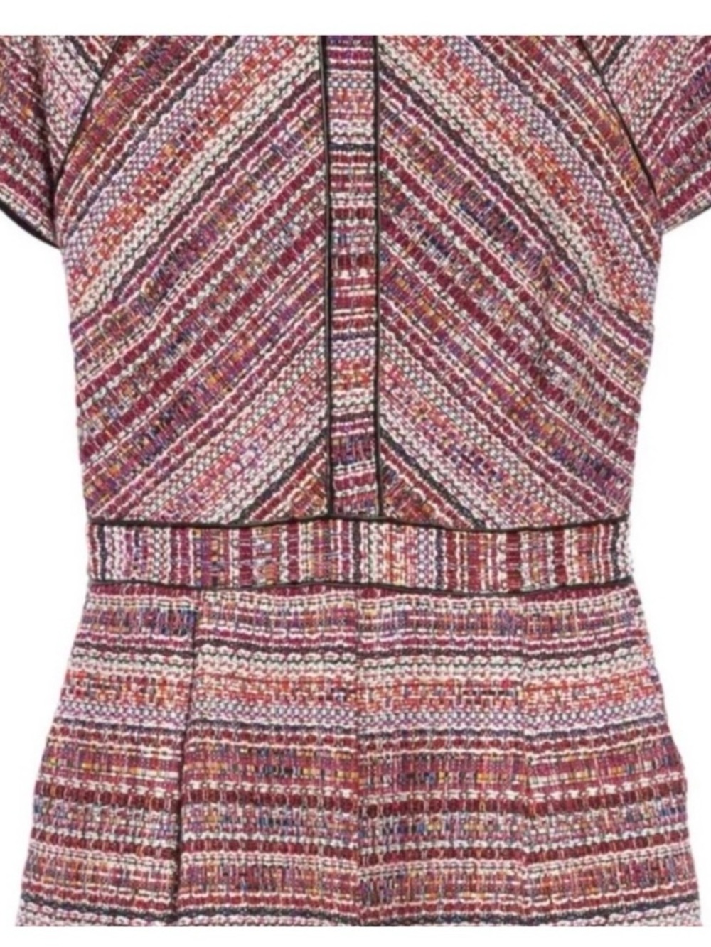Adelyn Rae Pink Multi-Stripe Woven Jacquard Tweed mini shorts romper - Picture 8 of 10